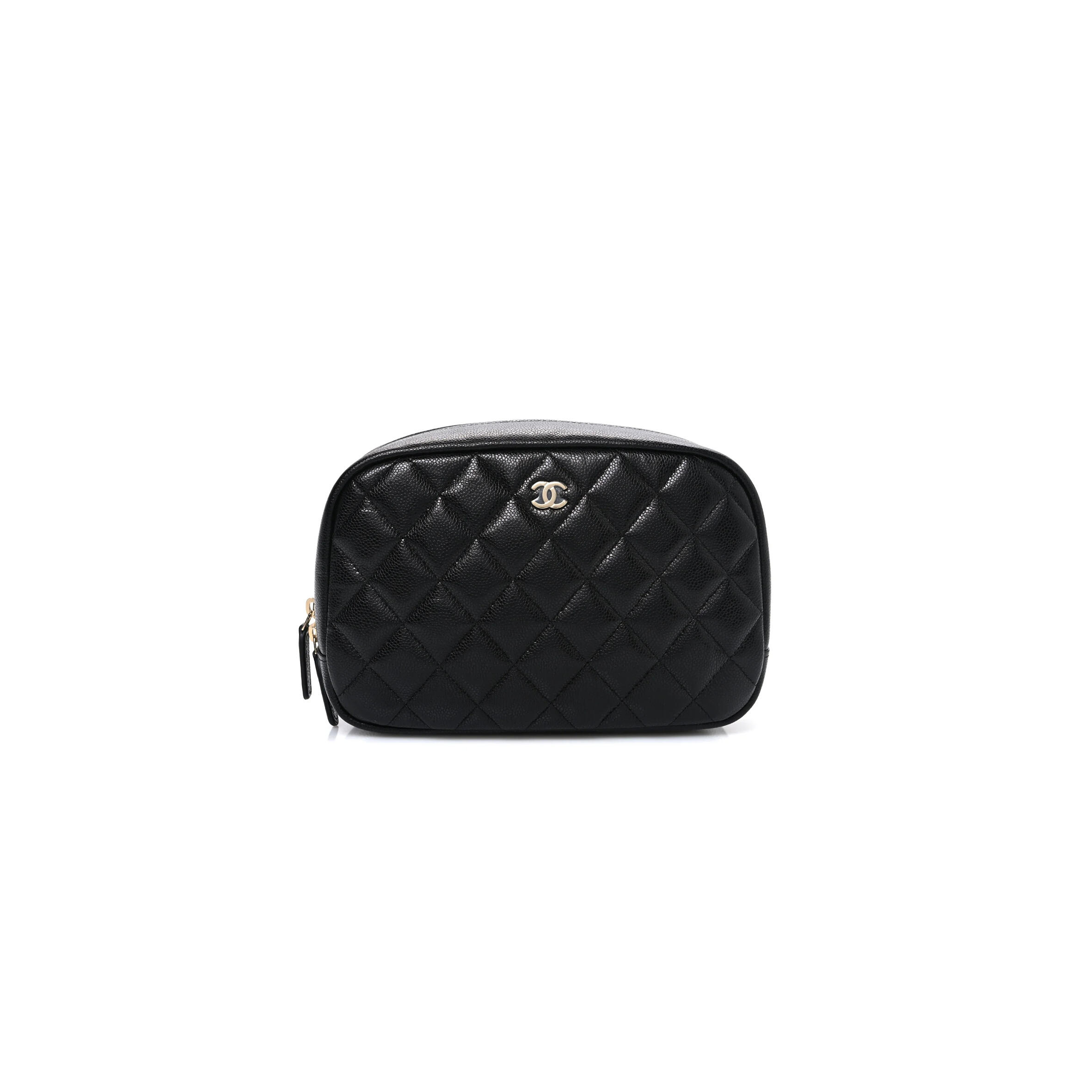 Ch**el caviar quilted pouch cosmetic case gold hardware (18.5*11*6cm)